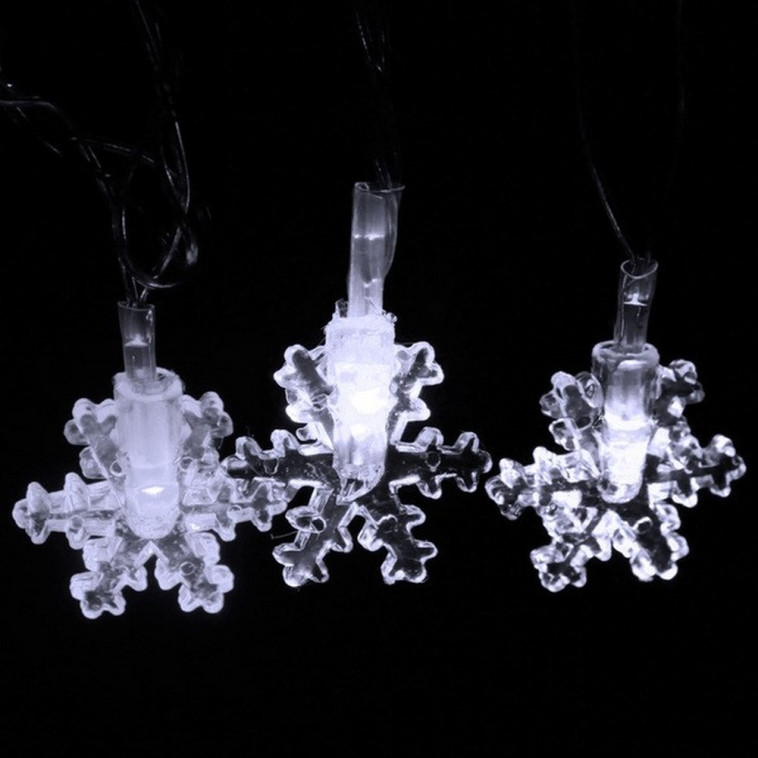 Гирлянда светодиодная 4 м 20 ламп led IP 20 с насад 8 режимов белый Снежинка Серпантин