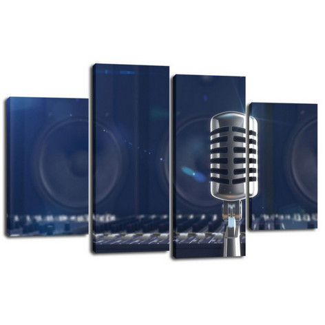 Картина модульная 82х125 см 4 части Микрофон Постер-Лайн