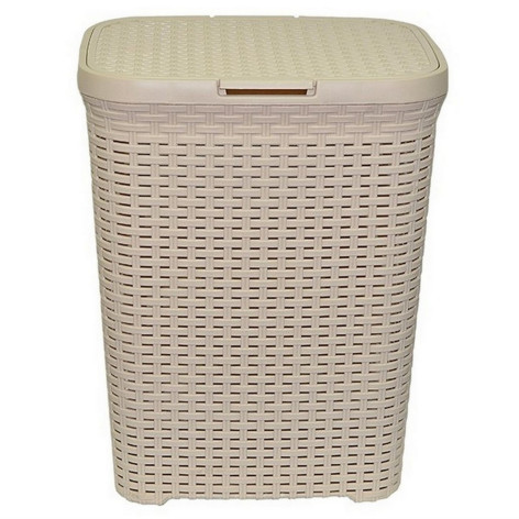 Корзина пластиковая для белья 60 л 346*445*560 мм с крышкой латте Ротанг Violet