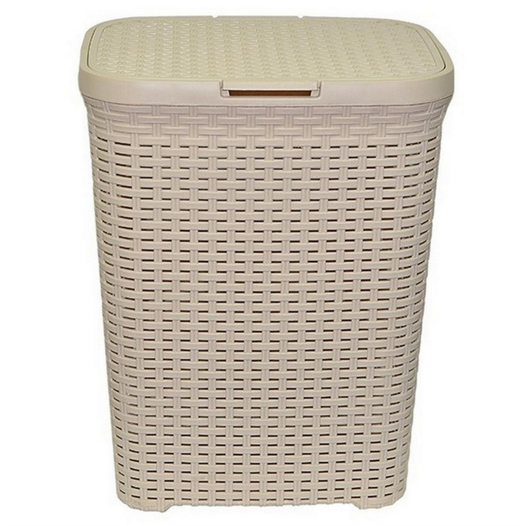 Корзина пластиковая для белья 60 л 346*445*560 мм с крышкой латте Ротанг Violet
