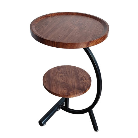 Стол МДФ журнальный 40*40*60 см 2-х ярусный рама металл черный орех Baizheng