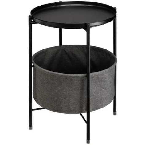 Стол-поднос металлический 2-х ярусный 420*420*500 мм корзина для хранения черный Baizheng