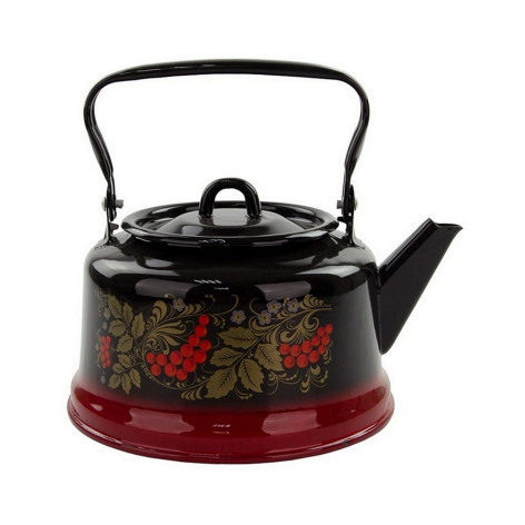 Чайник эмалированный 3,5 л петля красно-черный Рябинушка Стальэмаль