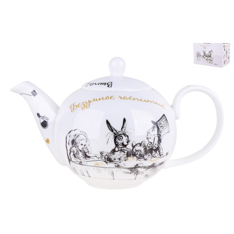 Чайник фарфоровый заварочный 1200 мл под упак Безумное чаепитие Коралл