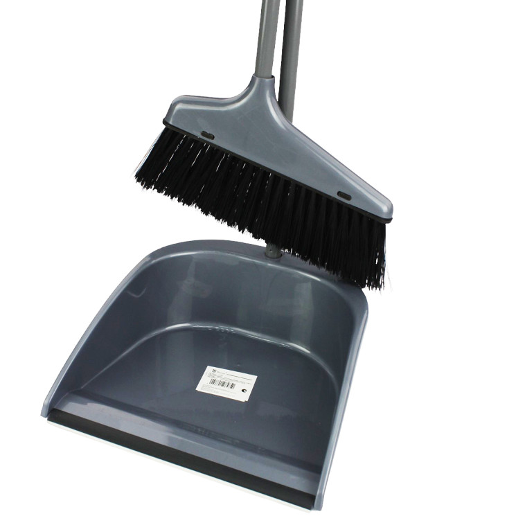 Фото Набор пластиковый для уборки веник + совок 73х25,5х25 см пласт ручка серый Baizheng