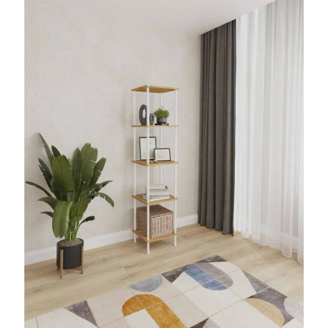 Подставка металлическая для цветов 37,5*36,5*169 см дерев полки белый Стеллаж 15 НеШкаф ЗМИ