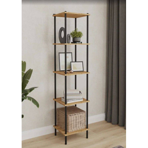 Подставка металлическая для цветов 37,5*36,5*169 см дерев полки черный Стеллаж 15 НеШкаф ЗМИ