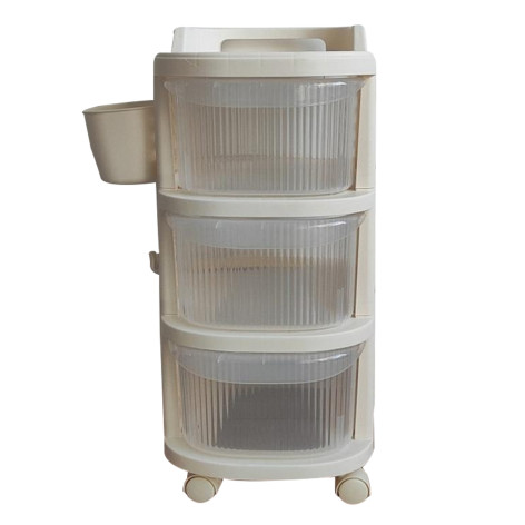 Шкаф пластиковый 3 секции 380*300*670 мм на колесах прозрачно бежевый Baizheng