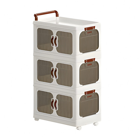 Шкаф пластиковый 3 секции 475*300*925 мм на колесах прозрачно белый Baizheng