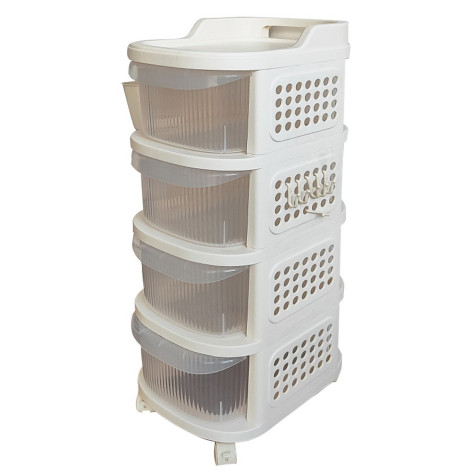 Шкаф пластиковый 4 секции 380*300*855 мм на колесах прозрачно бежевый Baizheng