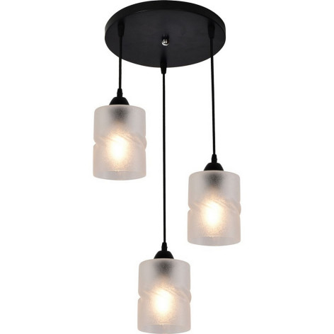 Люстра кухонная 3 плафона 33*100 см Е27 60Вт 12м2 плафон стекло черный Baizheng