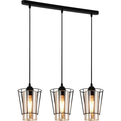 Люстра кухонная 3 плафона 64*15*100 см Е27 60Вт 12м2 плафон металл стекло черный Baizheng