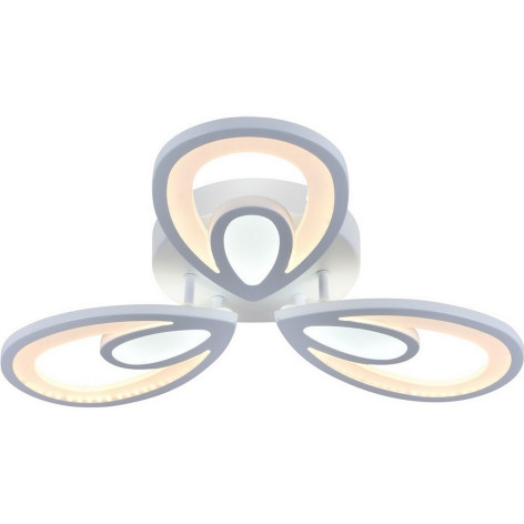 Люстра светодиодная 3 плафона 56*7,5 см 90Вт 4050LM 35м2 пульт пластик белый Baizheng