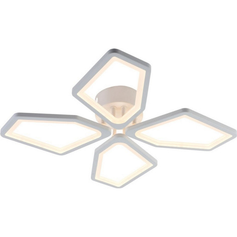 Люстра светодиодная 4 плафона 57*7,5 см 96Вт 4320LM 40м2 3 цвета пульт пластик белый Baizheng