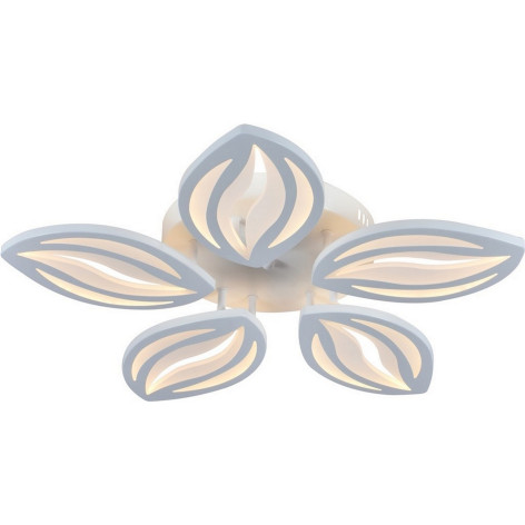 Люстра светодиодная 5 плафонов 57*8,5см 100Вт 4500LM 45м2 3 цвета пульт пластик белый Baizheng