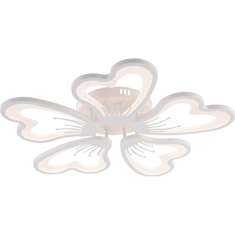 Люстра светодиодная 5 плафонов 61*8,5 см 120Вт 5400LM 50м2 пульт пластик белый Baizheng