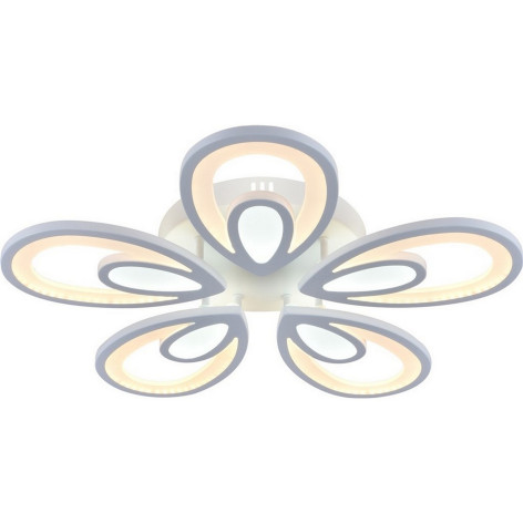 Люстра светодиодная 5 плафонов 62*7,5 см 150Вт 6750LM 55м2 пульт пластик белый Baizheng