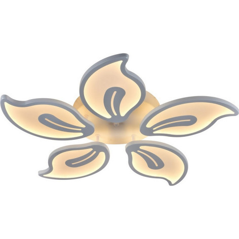 Люстра светодиодная 5 плафонов 67*7,5 см 120Вт 5400LM  50м2 3 цвета пульт белый Baizheng