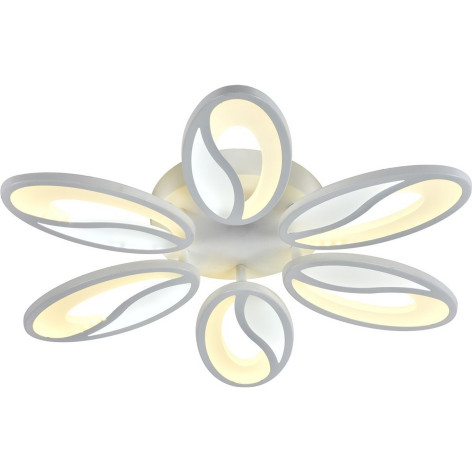 Люстра светодиодная 6 плафонов 58*7,5 см 120Вт 5400LM 50м2 пульт пластик белый Baizheng