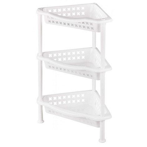 Этажерка пластиковая 3-х ярусная угловая 425х270х600 мм белый Альтернатива