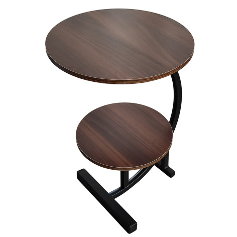 Стол МДФ журнальный 40*40*57 см 2-х ярусный рама металл черный орех Baizheng