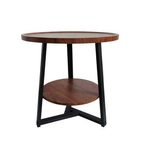 Стол МДФ журнальный 60*60*55 см 2-х ярусный рама металл черный орех Baizheng