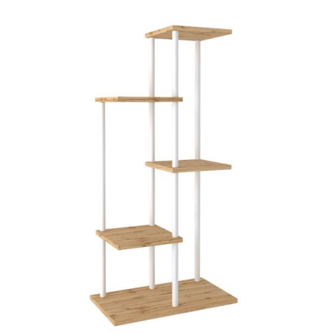 Подставка металлическая для цветов 560*330*140 мм дерев полки белый Шафран 15Л ЗМИ