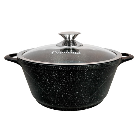 Кастрюля алюминиевая  3 л литая ручка с крышкой индукция Юбилей Горница