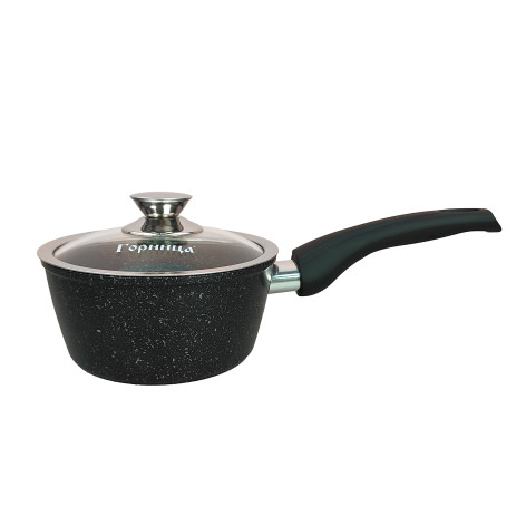 Ковш алюминиевый  1,2 л пласт ручка с крышкой индукция Юбилей Горница