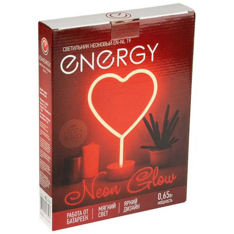 Изображение Ночник неоновый 30 см 0,65 Вт 3АА  сердце EN-NL 19 Energy