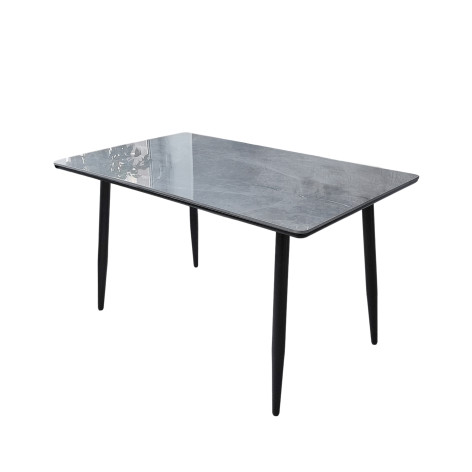 Стол керамогранит+МДФ кухонный 130*80 см мрамор ножки металл черный DT-104 2 кор Baizheng