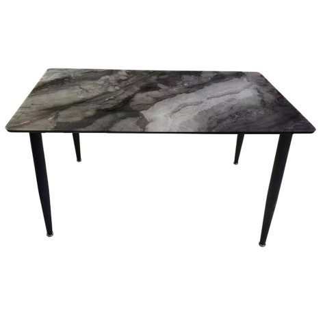 Стол стеклянный+МДФ кухонный 140*80 см коричнев ножки металл черный DT-205SH 2 кор Baizheng