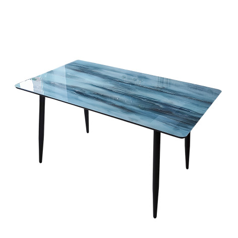 Стол стеклянный+МДФ кухонный 140*80 см серый ножки металл черный DT-205SNH 2 кор Baizheng