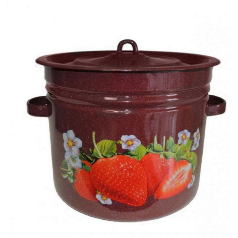 Бак эмалированный 40 л крышка петля коричневый Клубника садовая Стальэмаль