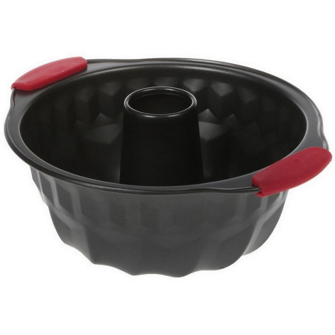 Форма металлическая 26,5х23,5х10 см для выпечки силиконовые ручки круг с антипригарным покрытием Baizheng