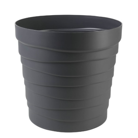Кашпо пластиковое  7,5 л с донышком антрацит Бархан Bmc