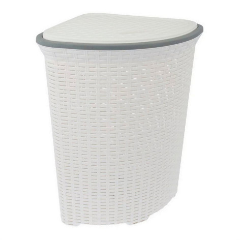 Корзина пластиковая для белья 60 л 405*405*570 мм угловая с крышкой белый Ротанг Violet