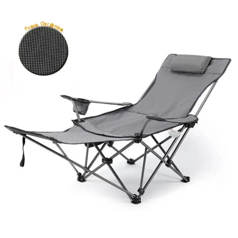 Кресло-шезлонг туристическое складное 150*75*74 см до 120 кг черно белый Baizheng