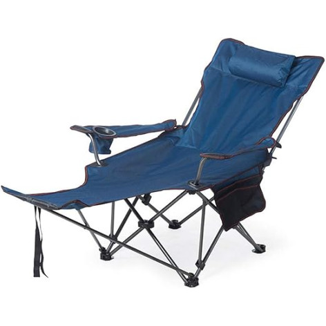 Кресло-шезлонг туристическое складное 150*75*74 см до 120 кг синий Baizheng