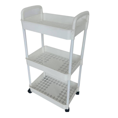 Этажерка пластиковая 4-х ярусная 37*25,5*98,5 см на колесах белый BZ-TT04 Baizheng