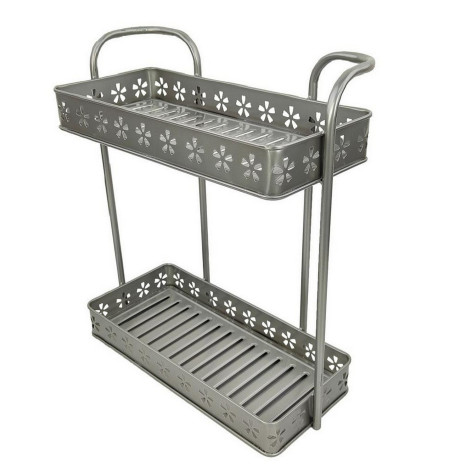 Полка металлическая для ванной 2-х ярусная 34,5х15,5х40,5 см шампань BD-HP124 Baizheng