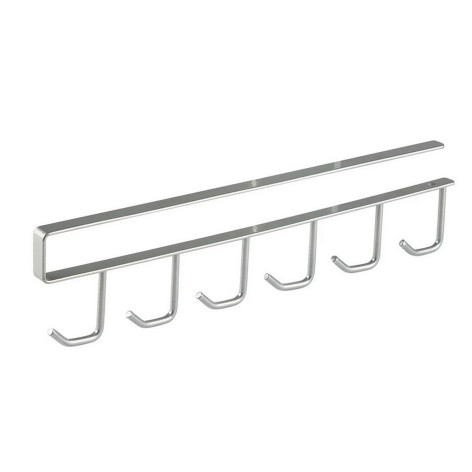 Держатель металлический навесной для 6 кружек полочный 28х1х6,5 см серебро Mallony