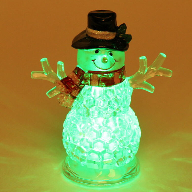 Изображение Акция! Светильник светодиодный пластиковый  9*5,3*11 см Снеговик в шляпе (1/240)