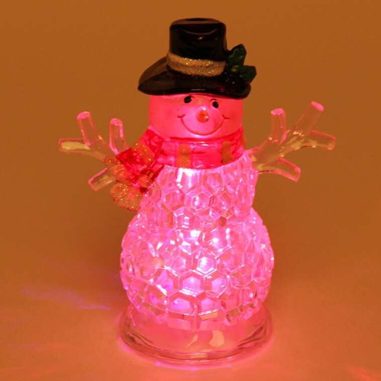 Фотография Акция! Светильник светодиодный пластиковый  9*5,3*11 см Снеговик в шляпе (1/240)