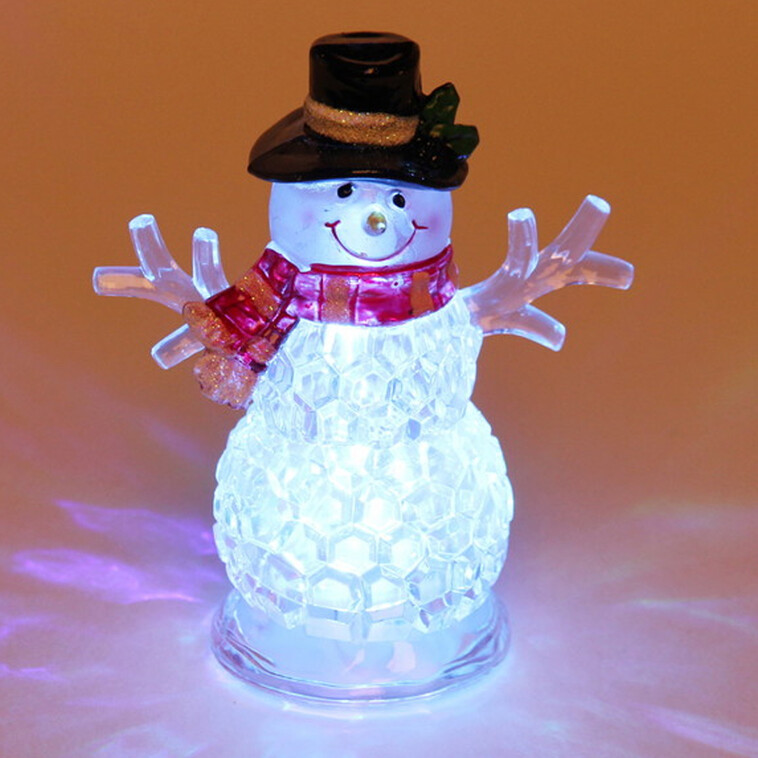 Рисунок Акция! Светильник светодиодный пластиковый  9*5,3*11 см Снеговик в шляпе (1/240)