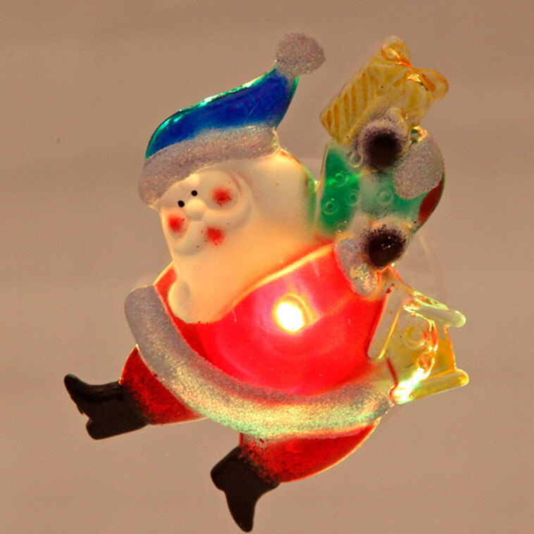 Картинка Акция! Светильник светодиодный пластиковый  9,5*4 см на присоске Веселый Дед Мороз Серпантин (1/192)