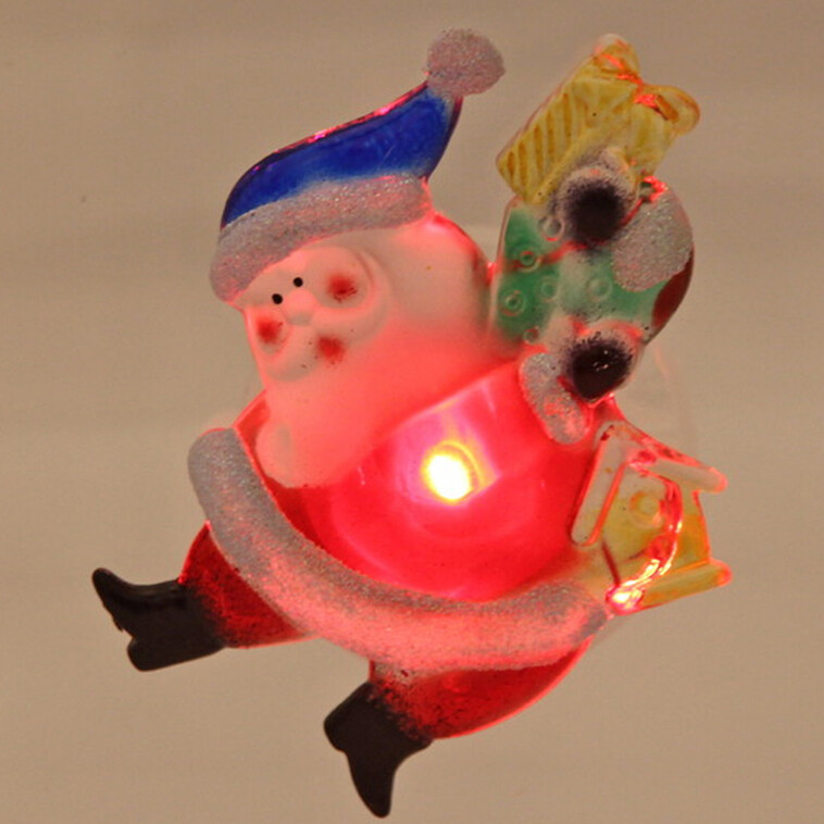 Фотография Акция! Светильник светодиодный пластиковый  9,5*4 см на присоске Веселый Дед Мороз Серпантин (1/192)