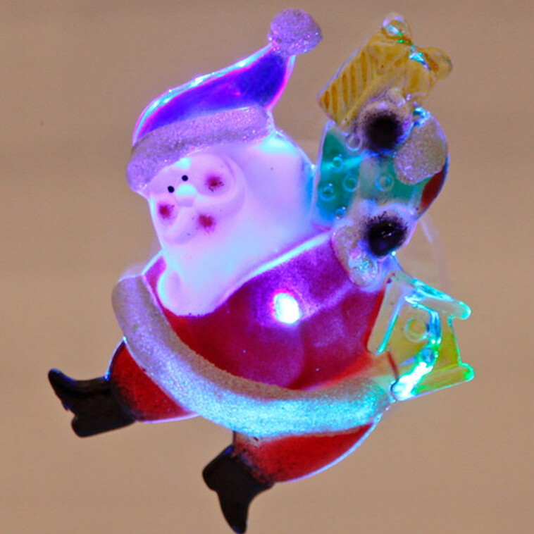 Cнимок Акция! Светильник светодиодный пластиковый  9,5*4 см на присоске Веселый Дед Мороз Серпантин (1/192)