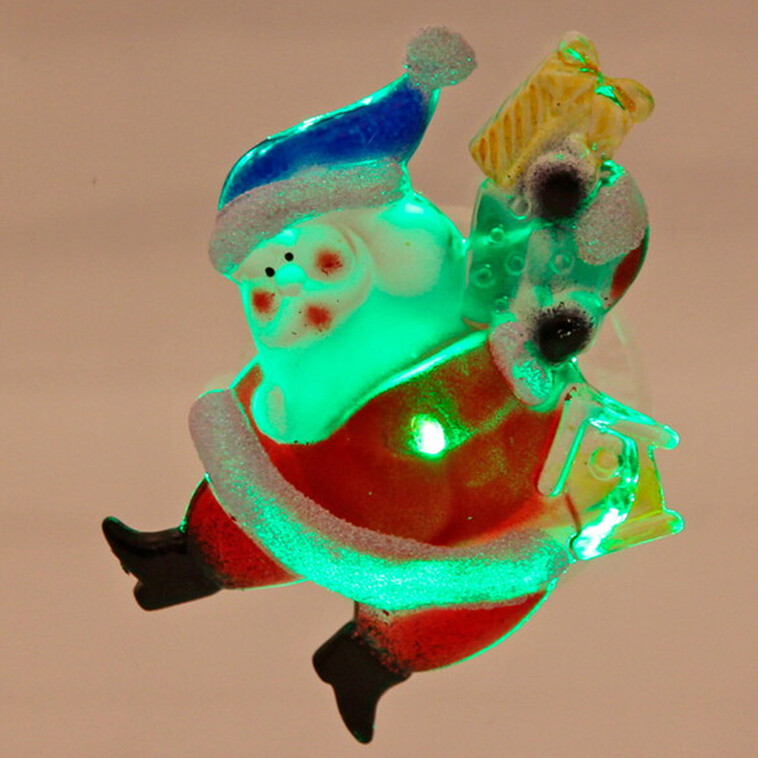 Рисунок Акция! Светильник светодиодный пластиковый  9,5*4 см на присоске Веселый Дед Мороз Серпантин (1/192)