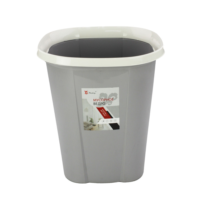 Ведро пластиковое для мусора  11 л без крышки серый BZ-0892 Baizheng (1/60)
